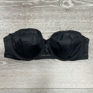 Vintage 60-70s Union Made Maidenform Pretty Shapely Black Strapless Bra Lace 34B